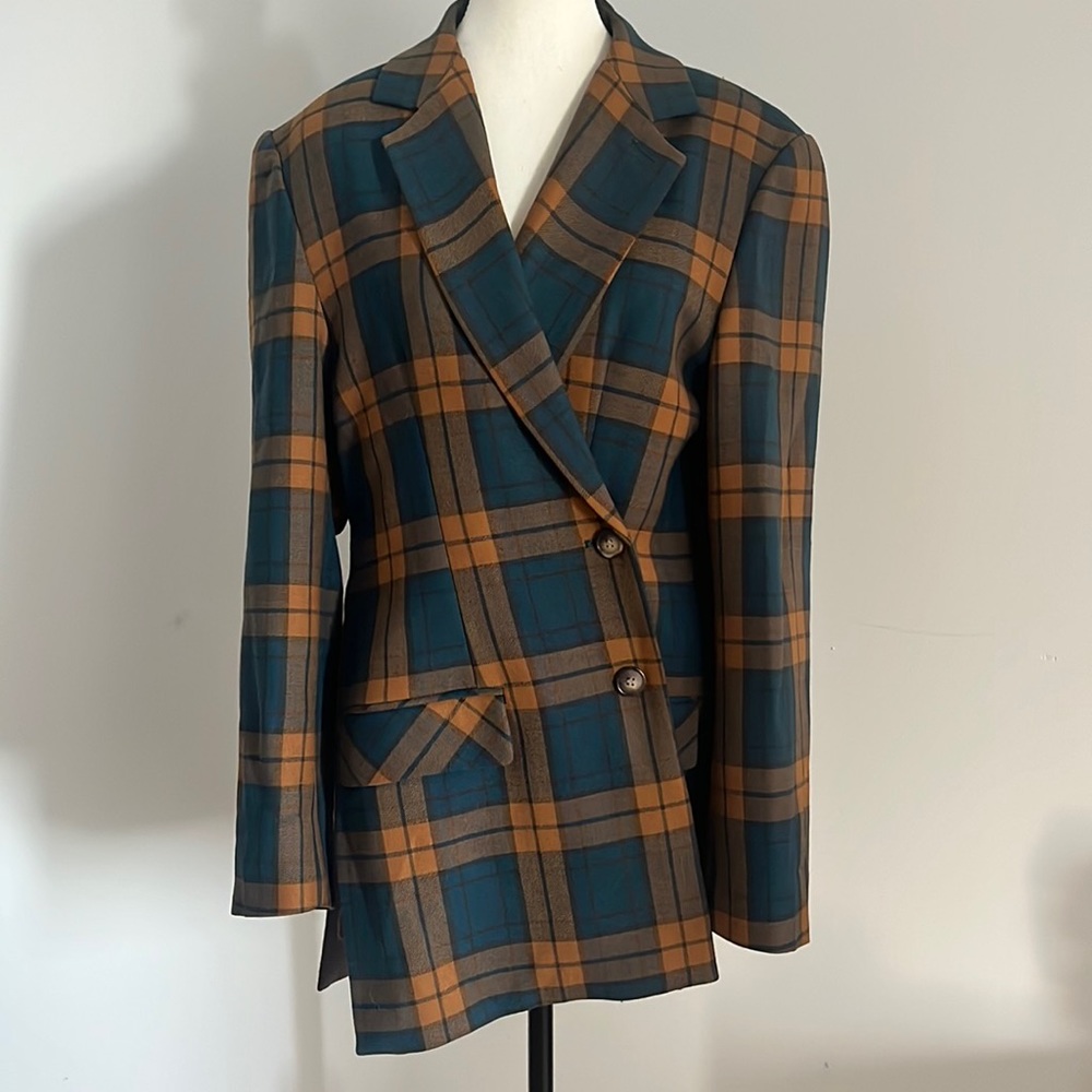 Plaid Blazer Wool Jacket - Picture 1 of 13